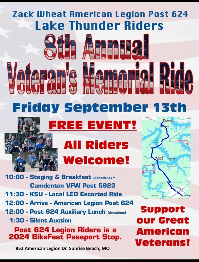 Lake Thunder Riders 8th Annual Veterans Memorial Ride